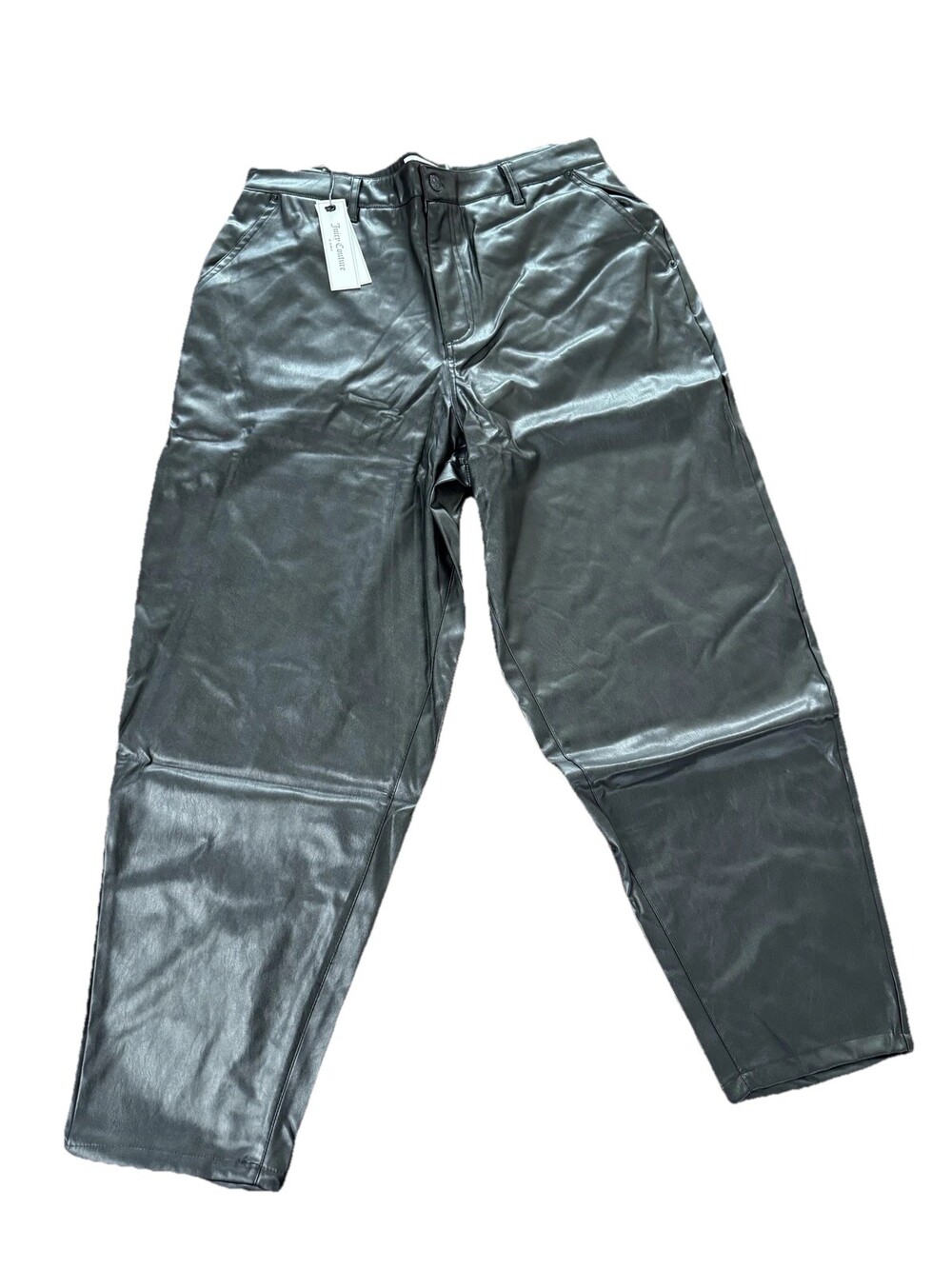 Juicy Couture Pants Womens 14W Black Faux Leather High Rise Tapered Plus JC299B